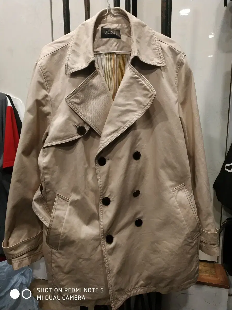 100 Trujen Men's Trench Coat Beige