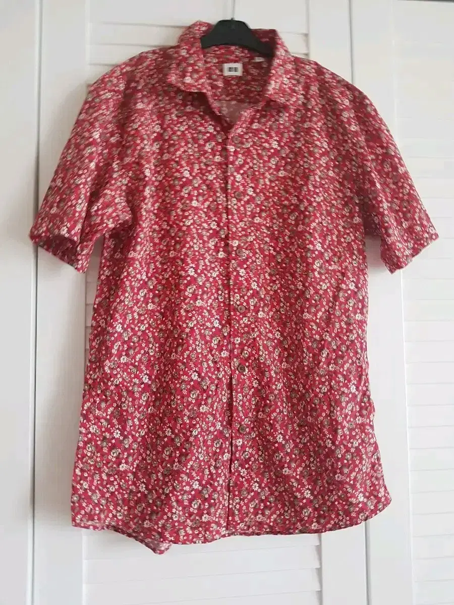 L/Unique no.100 Flower printing shirt navy-red