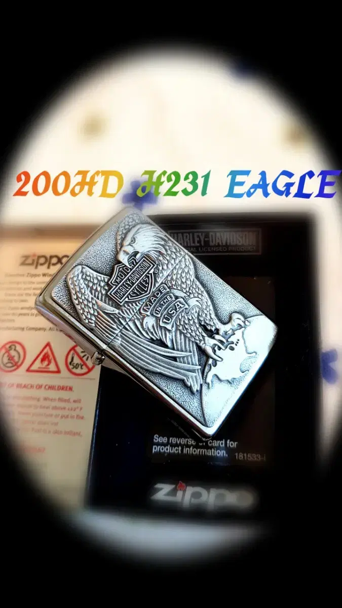 정품 200HD H231 MADE USA  EAGLE 새 지포라이터