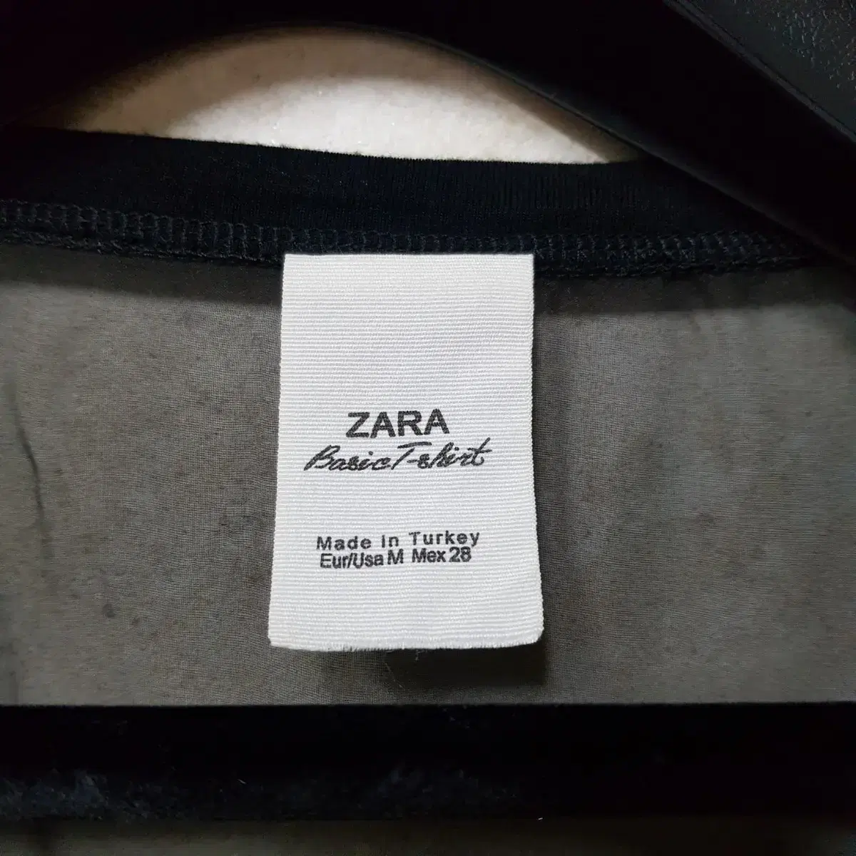 ZARA 자라 백시스루 새틴 면 배색 루즈 반팔 티셔츠