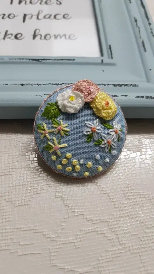 French embroidery brooch