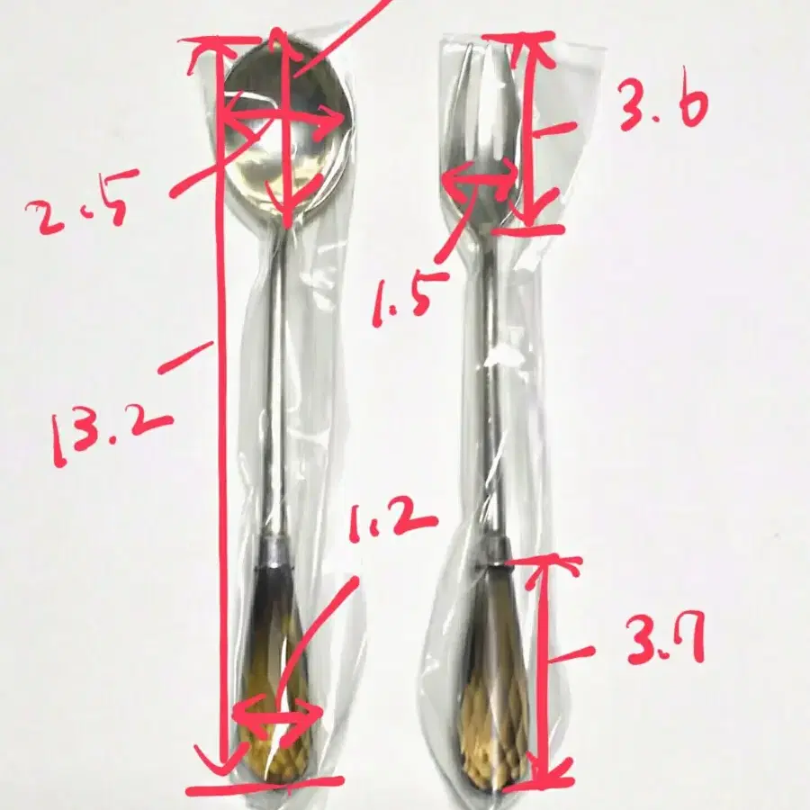 수정장식 은 티스푼&포크 세트(12개)