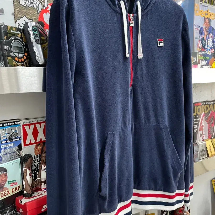 휠라 fila velour half zip 후드