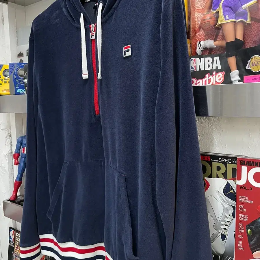 휠라 fila velour half zip 후드