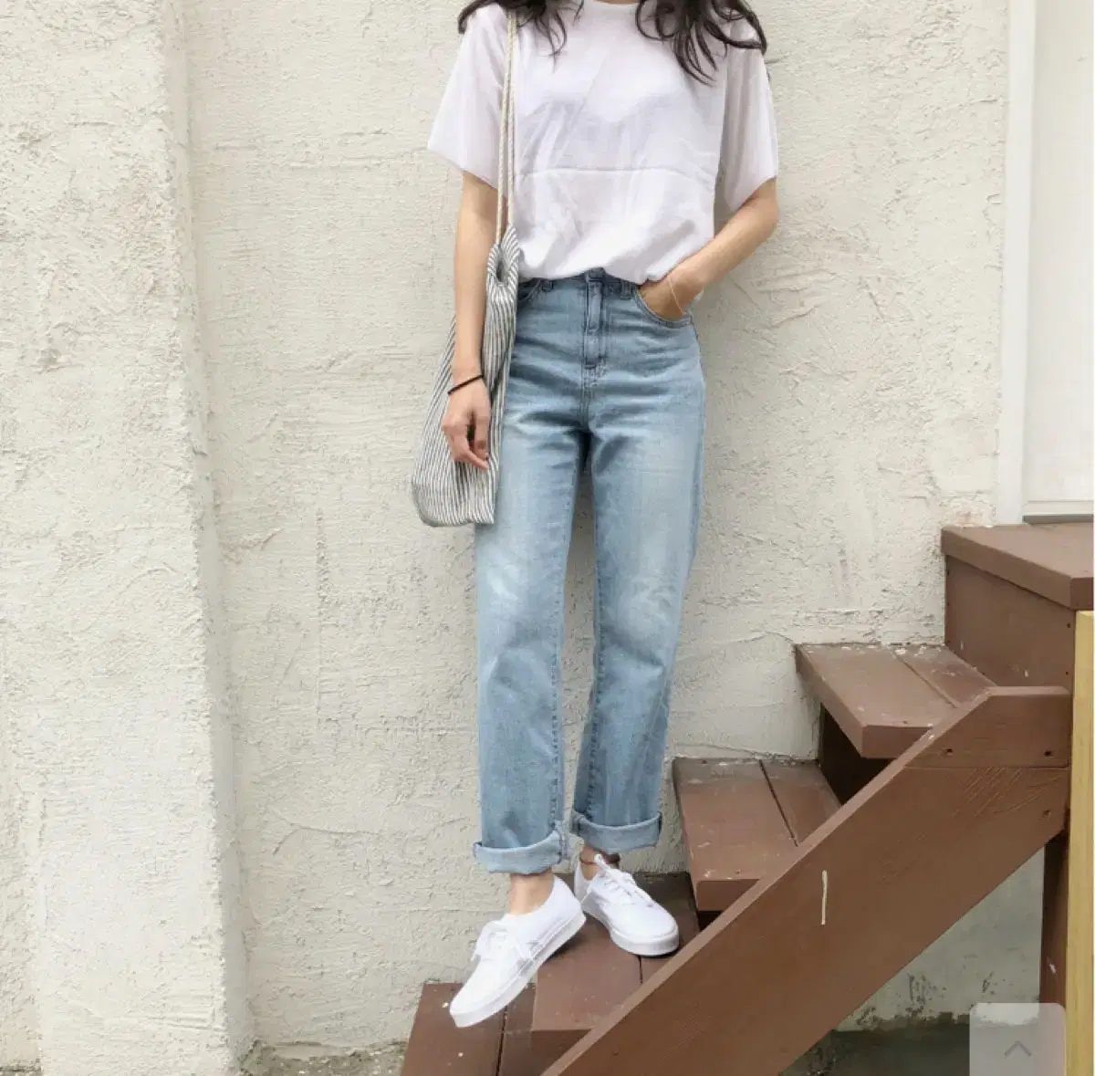 98°C Airy Straight Denim Pants Light Blue S New products for sale