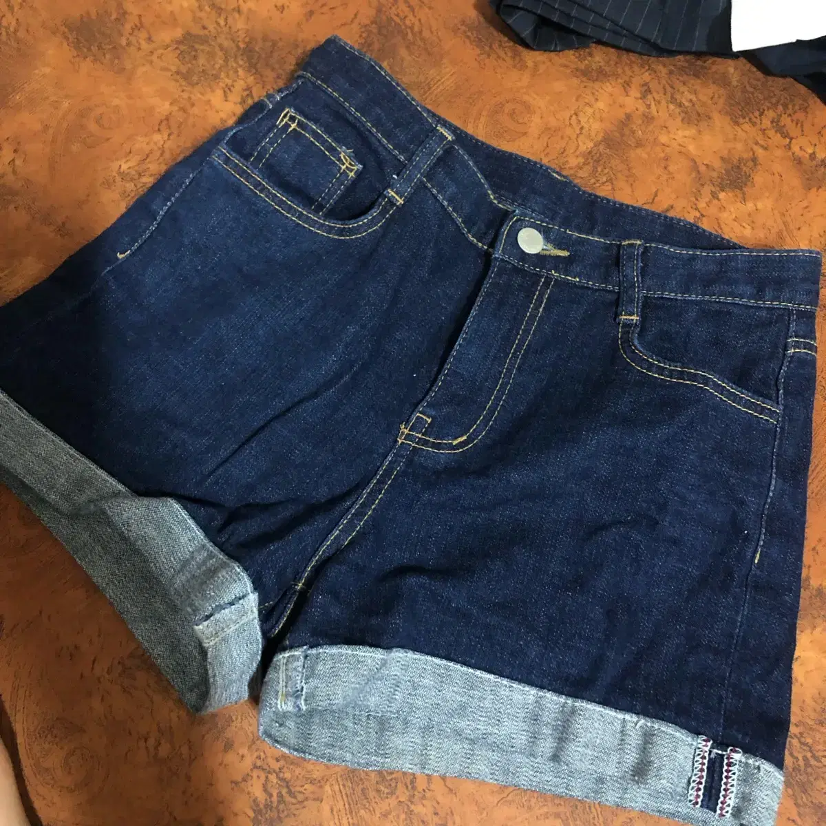 blue denim shorts