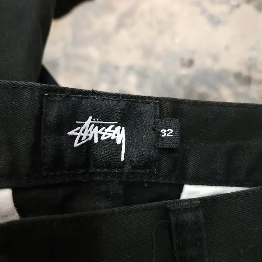 스투시 미니자수로고 블랙 코튼팬츠 워크팬츠 stussy