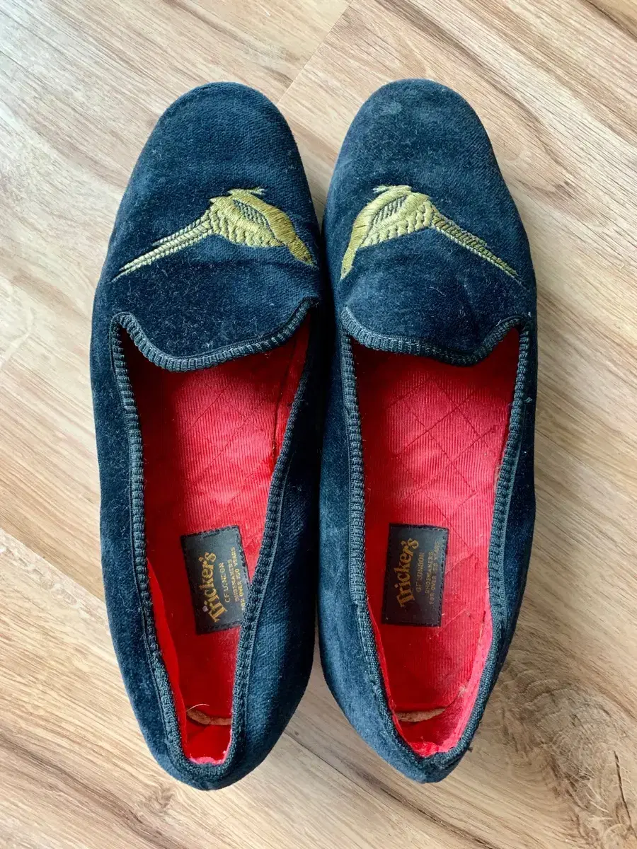 British-made velvet moccasins