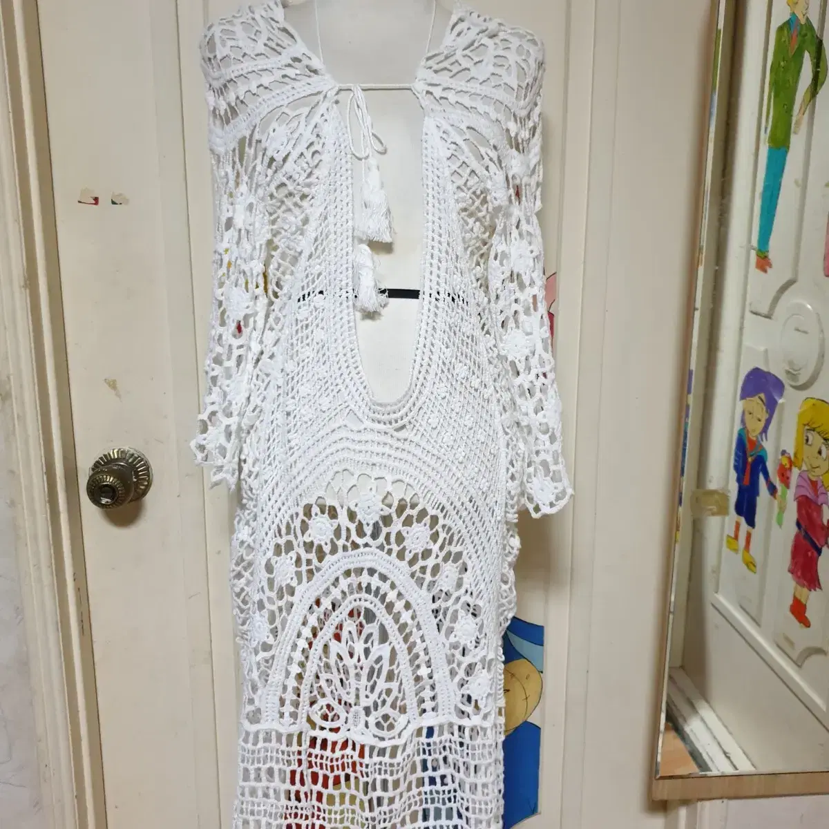 (S-M) White lace knit luxury ONEPIECE *price down