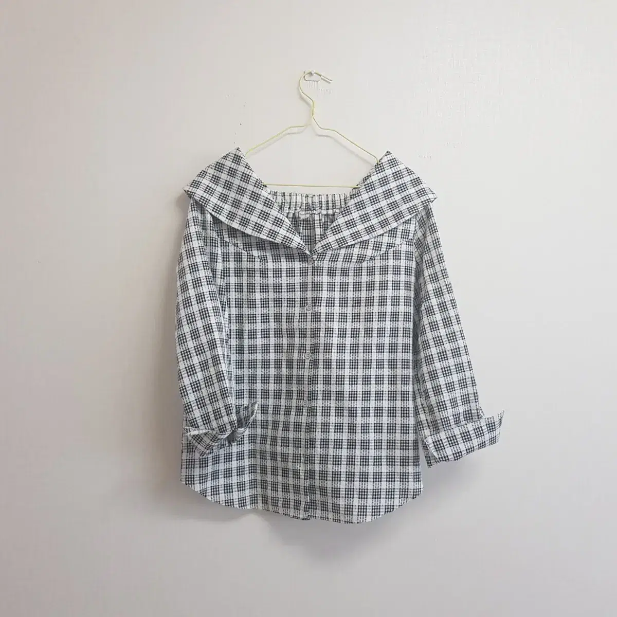 2-way check blouse