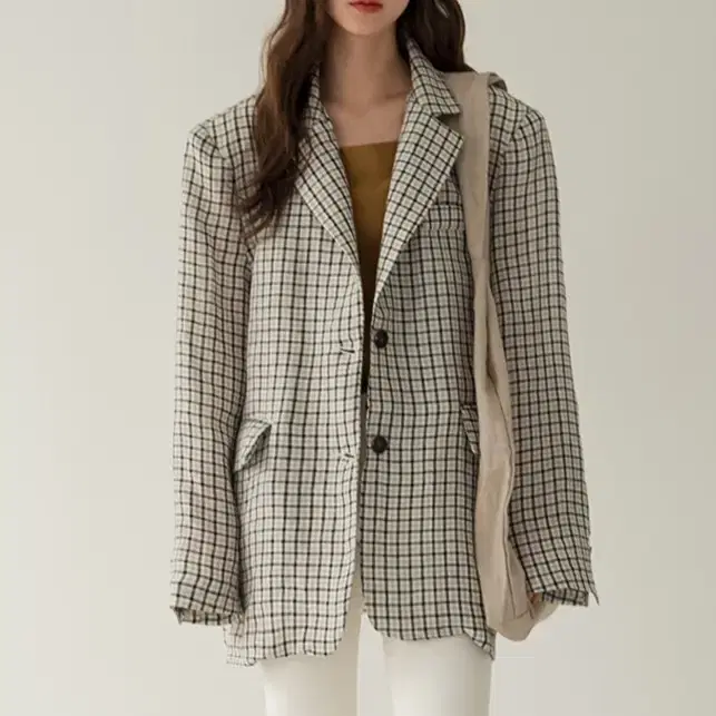 반하루 - linen vintage check jacket