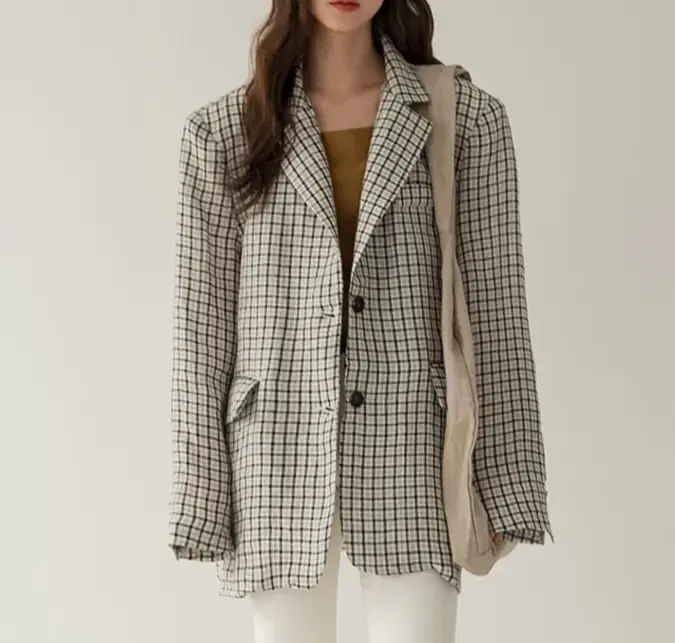 반하루 - linen vintage check jacket