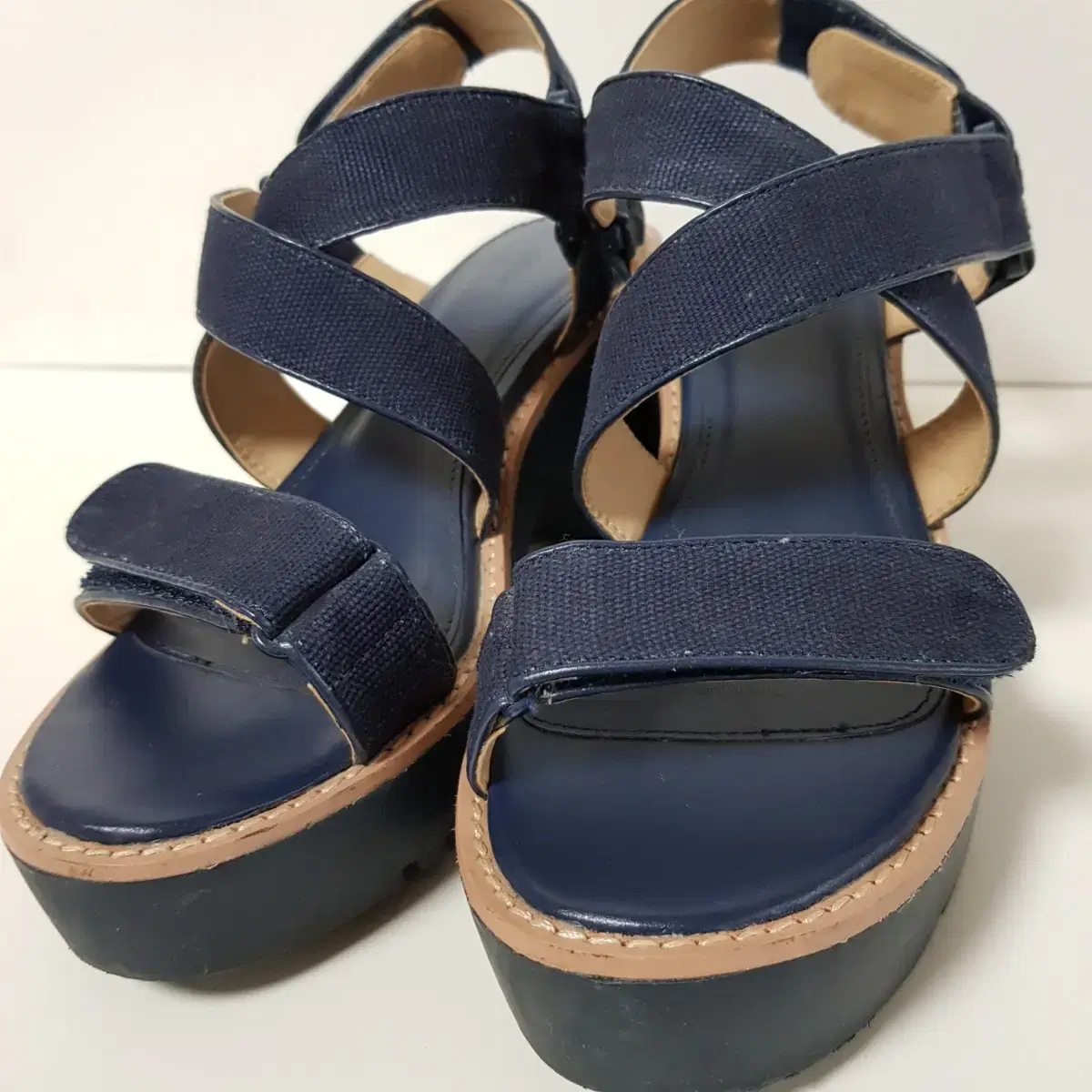 [250] ZARA Navy X-Strap Velcro Sandal