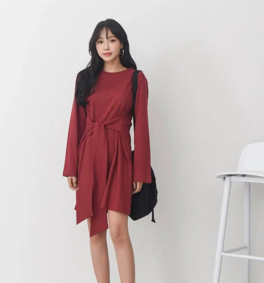 Daily KIMONO Long-sleeved Mini ONEPIECE (Black, Beige, Wine)