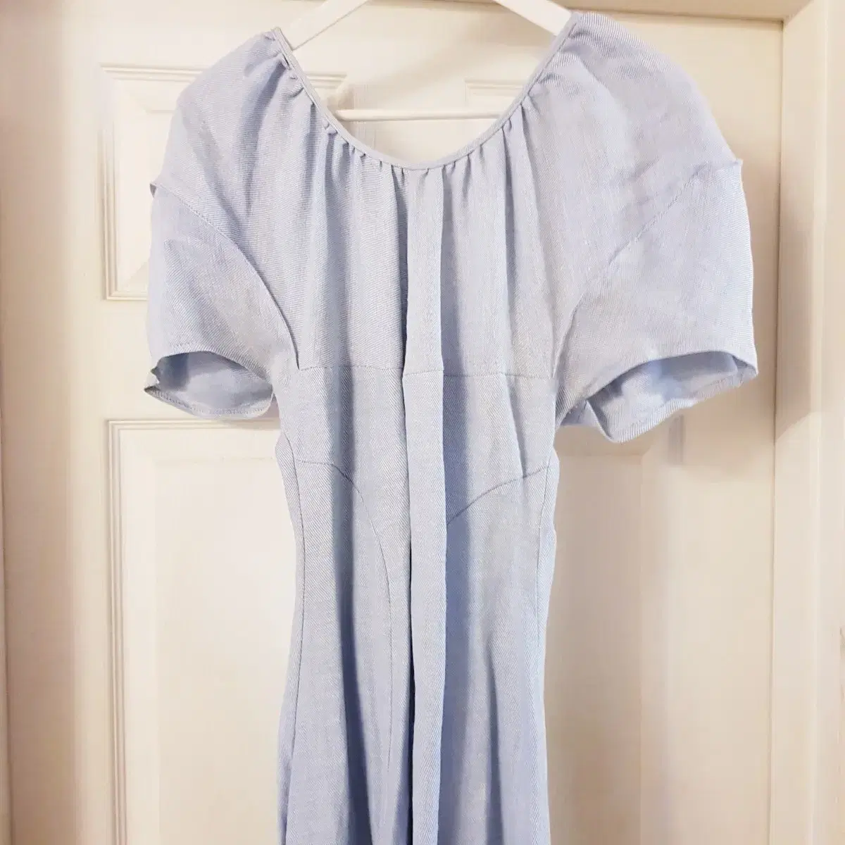 woo!ah! light blue linen long ONEPIECE