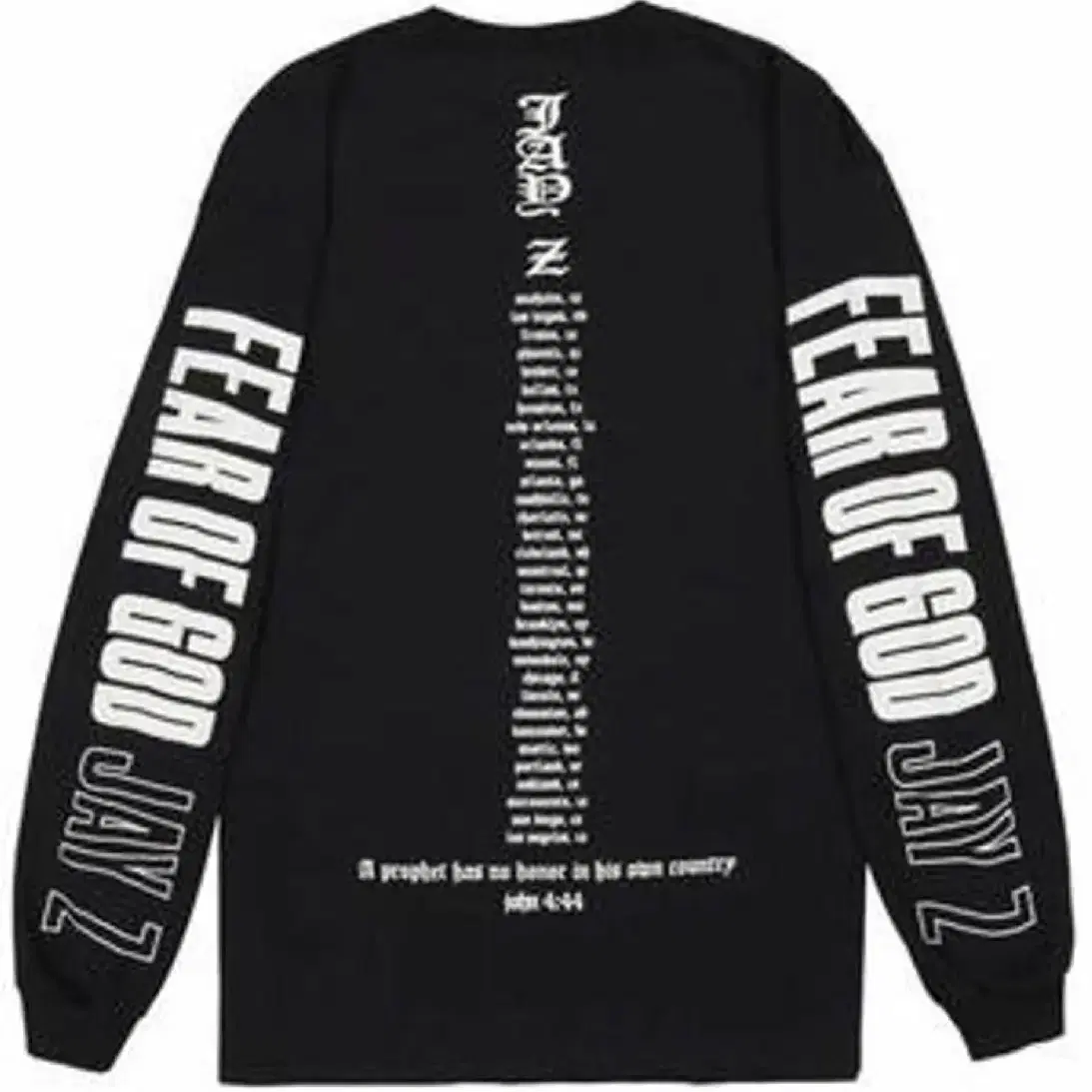 Fear of God x Jay Z Forum 4:44긴팔티XL(새상품)