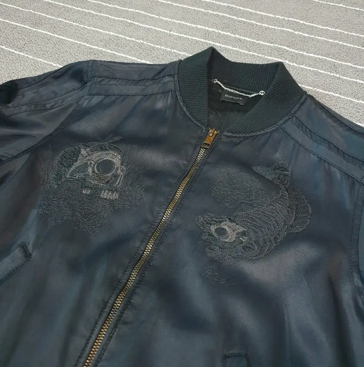 (S) Diesel embroidered black bomber jacket Travis Scott