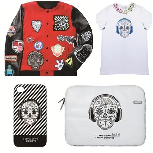 bigbang  x 10 corso como G-dragon 스컬 티셔츠