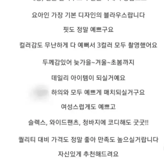 이다희 블라우스 도톰한소재 베이직 데일리 하객 홀복 오피스 룩 블라우스