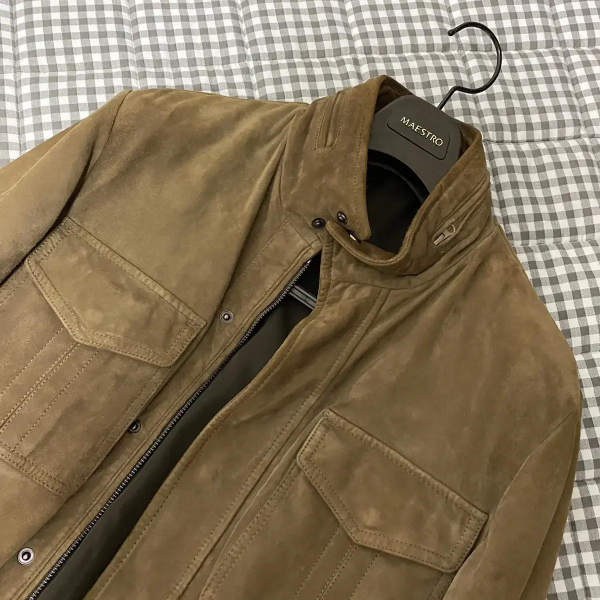 Lardini Lardini suede and ostrich leather bloo jacket 46