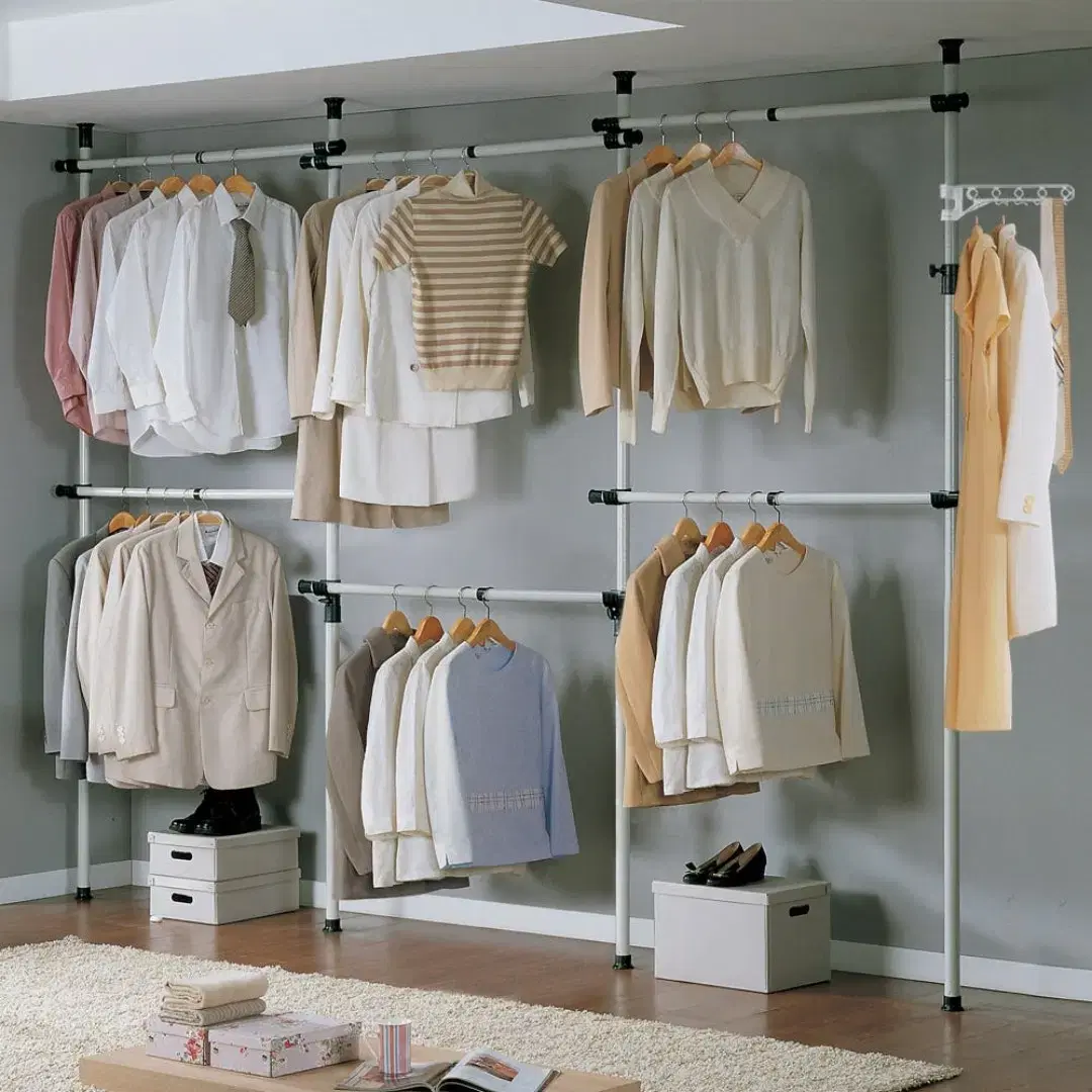 [Free Shipping] Strong Thick Bar White System Closet Storage 2-Tier 4-Tier 6-Tier Hanger