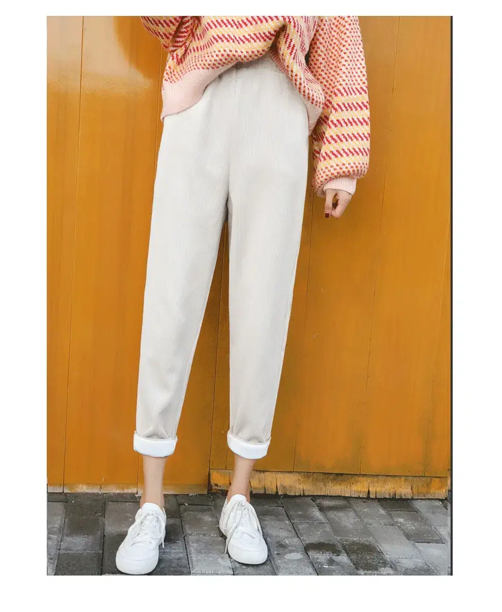 Kimochanchan Corduroy Goldener Banded Pants Wide Fit Loose Fit