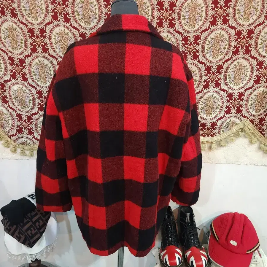 울리치 90s 양털 빅체크 울 점퍼 woolrich