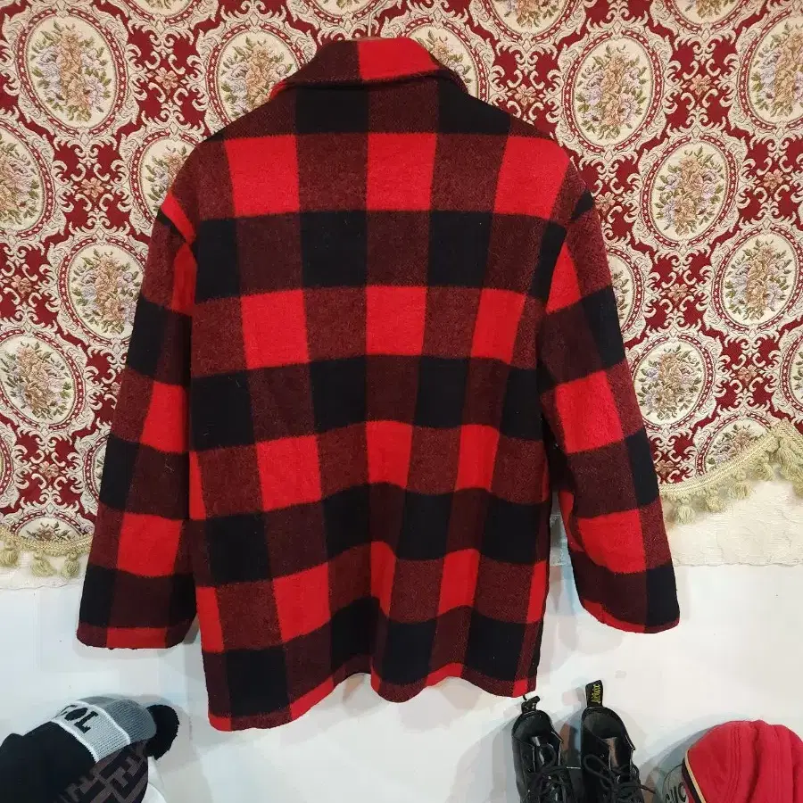 울리치 90s 양털 빅체크 울 점퍼 woolrich