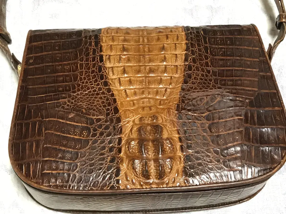 Natural crocodile leather bag