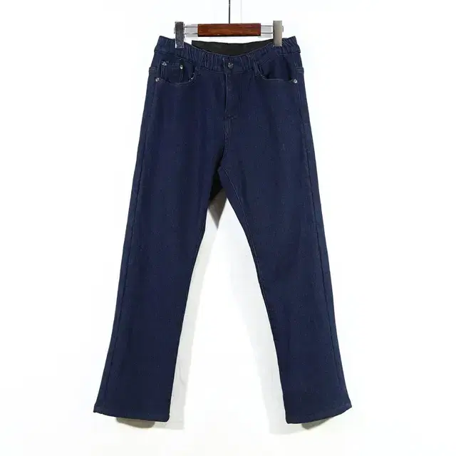 New product ) Banding inner lining, brushed, straight-leg denim pants