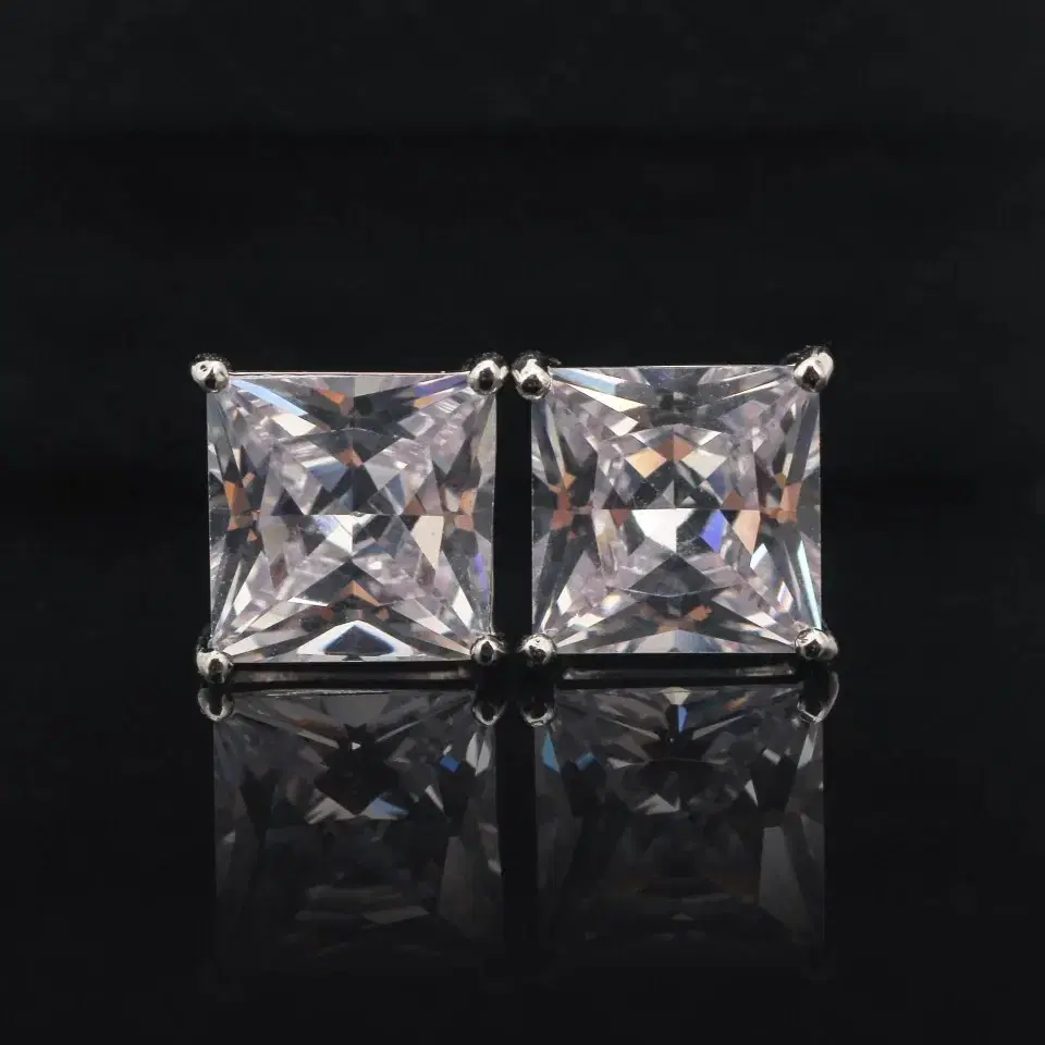 krystal -shaped square earrings