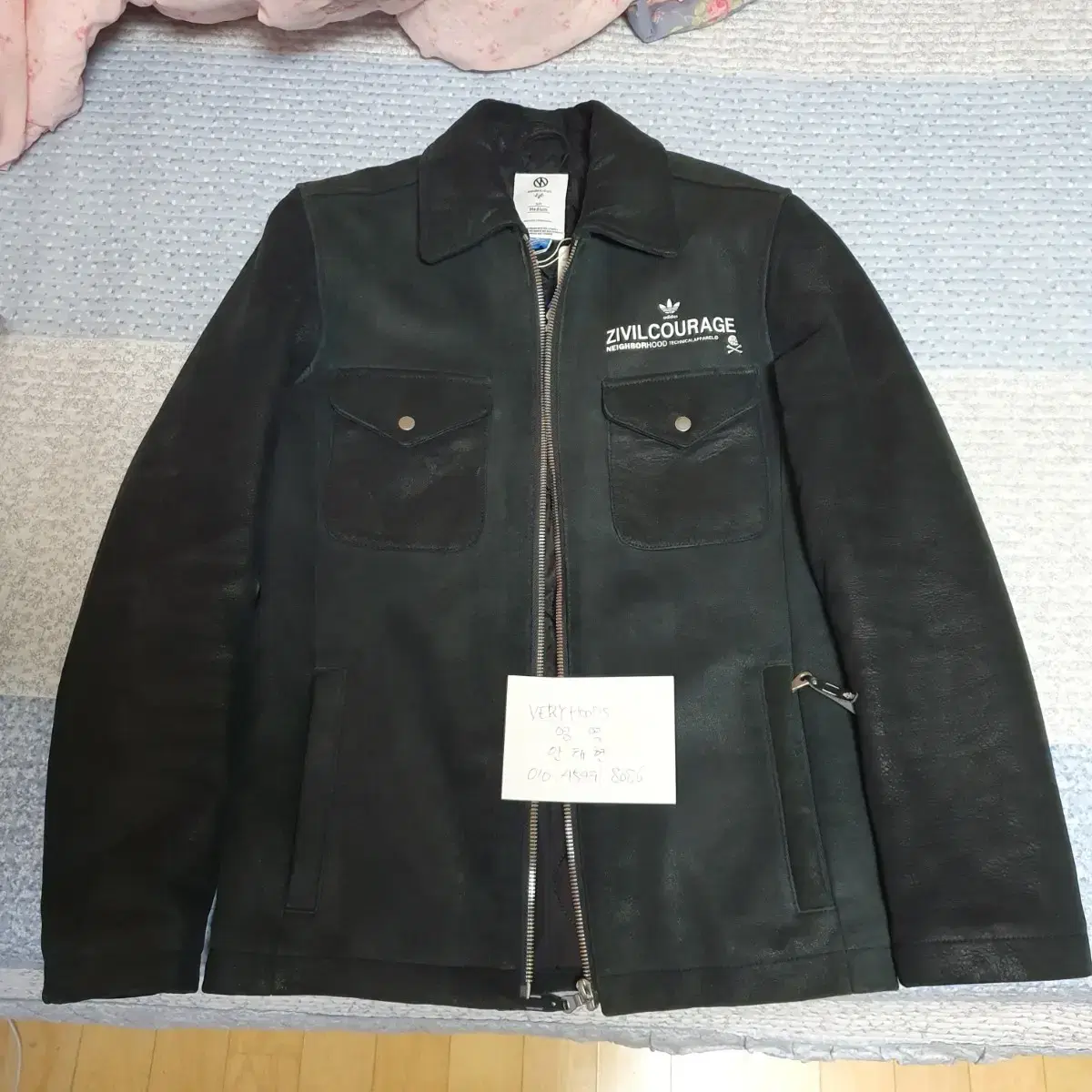 Neighborhood Hooded Adidas Kazuki Leather Jacket M