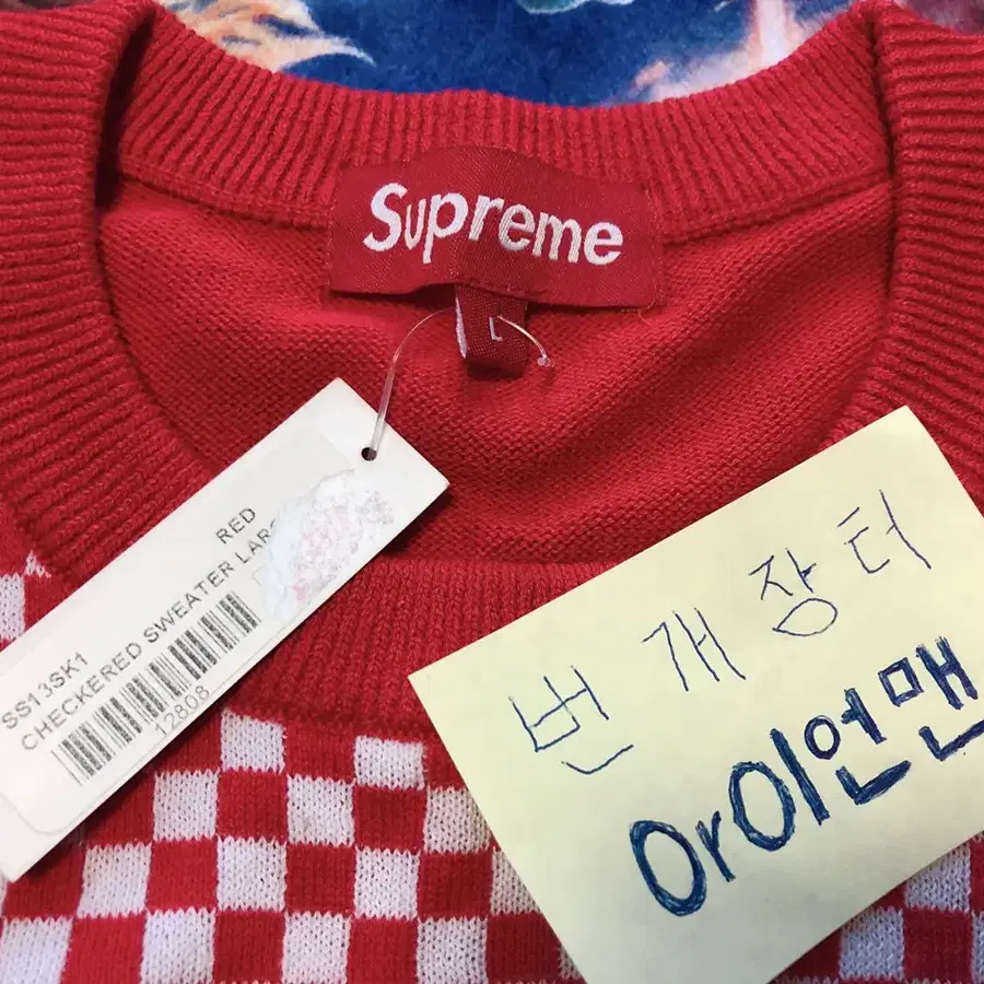 슈프림 체크레드 스웨터 supreme [L]