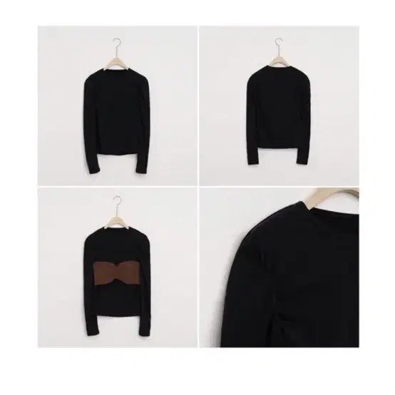 다이애그널 shirring layered t-shirt(black)