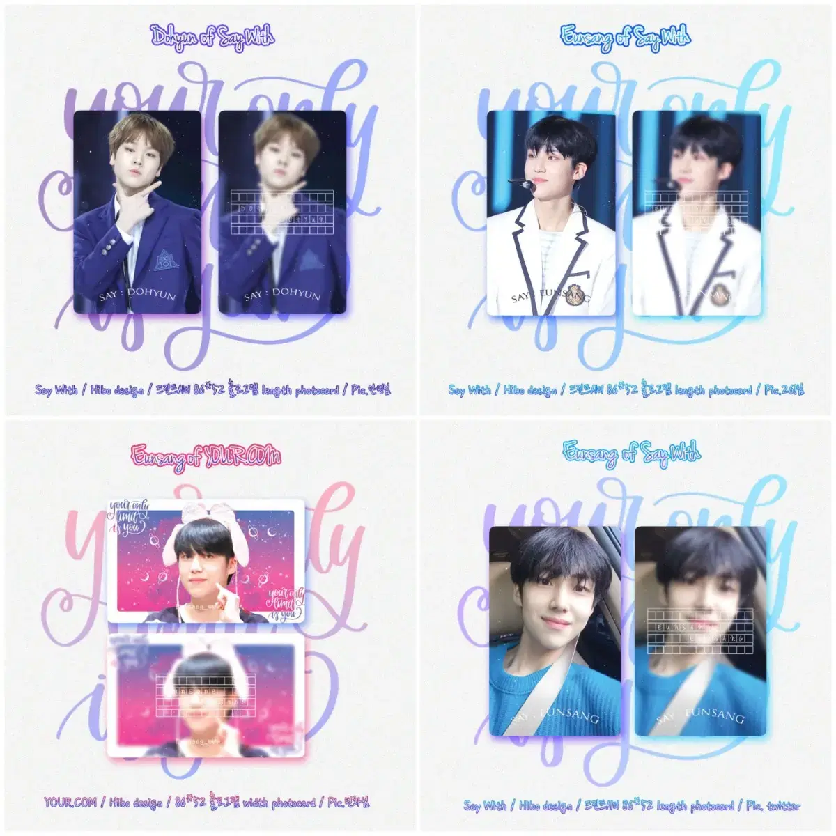 X1 nam do hyon lee eunsang hologram 4 photocards sell Lanbong X1 Goods Poka