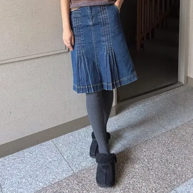 vintage denim midi skirt