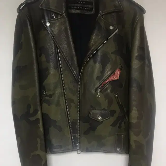 pyer moss - camo leather biker jacker