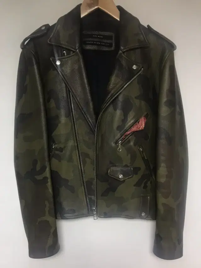 pyer moss - camo leather biker jacker