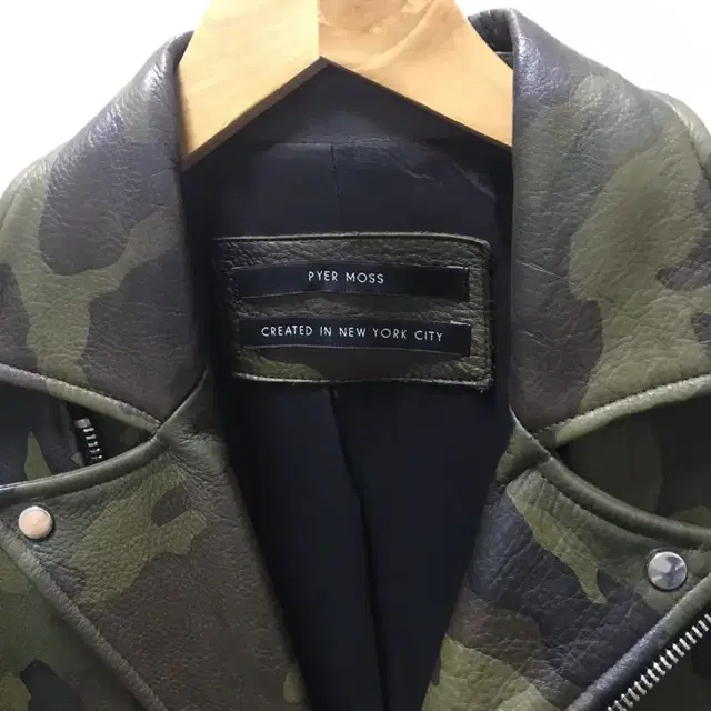 pyer moss - camo leather biker jacker