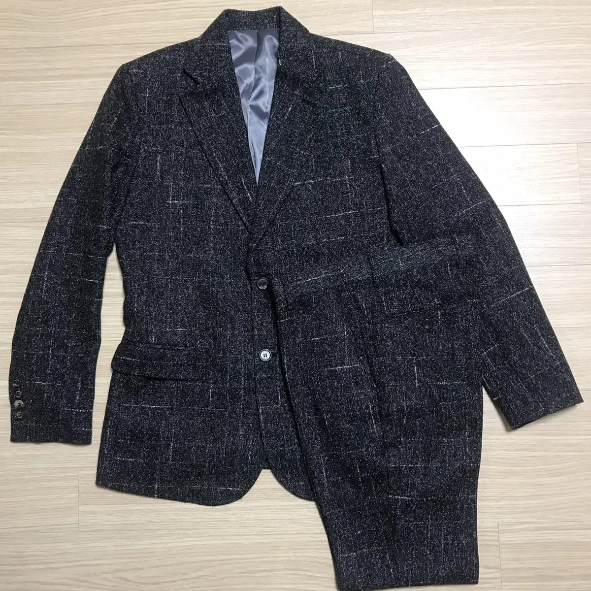 Black woolen checked suit