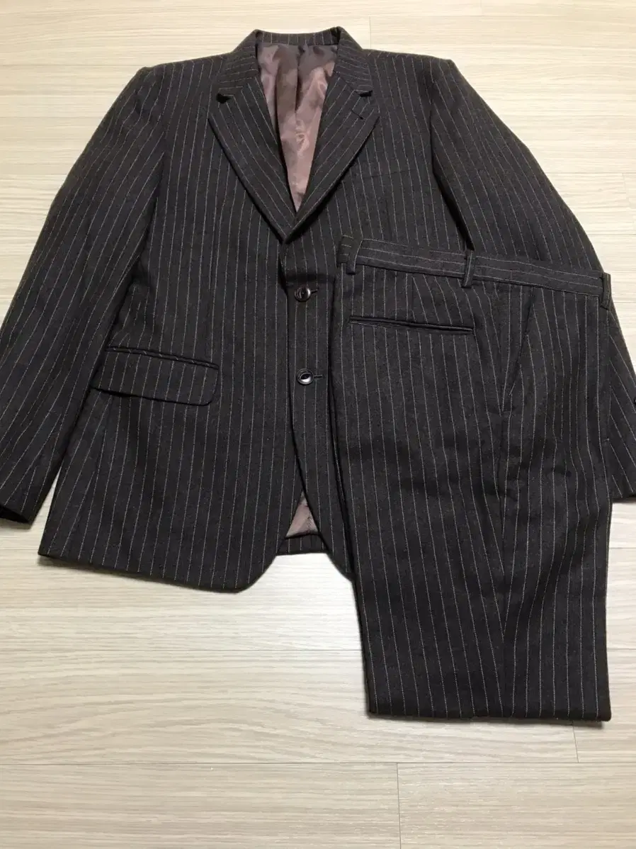 Brown wool striped suit (three-piece)