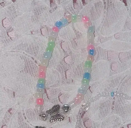 Antique butterfly bubble bead bracelet