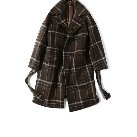 셔터 belted wool check coat