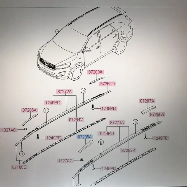 기아  쏘렌토   루프 랙 커버 한 대분입니다 전 LH RH 후 LH R