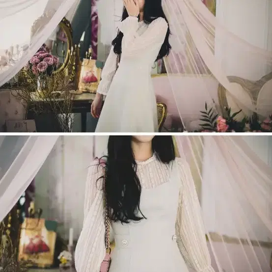 밀크코코아 파우더블루 레이스 트위드 dress 제니베리아뜨랑스피오나더봄