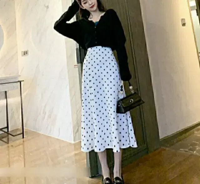 New Products) Dot Long Skirt/Skirt/Skirts (55)