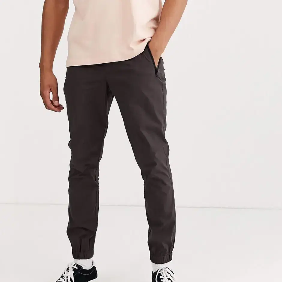 ASOS jogger in nylon with belt in brown