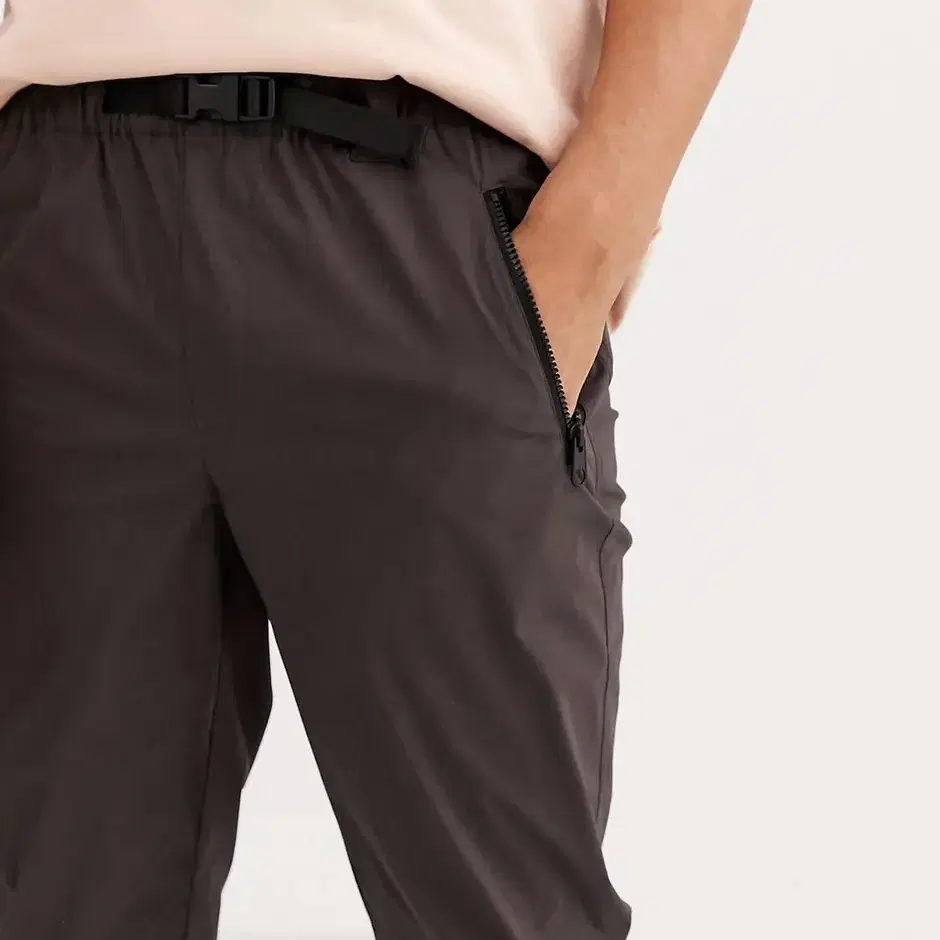 ASOS jogger in nylon with belt in brown