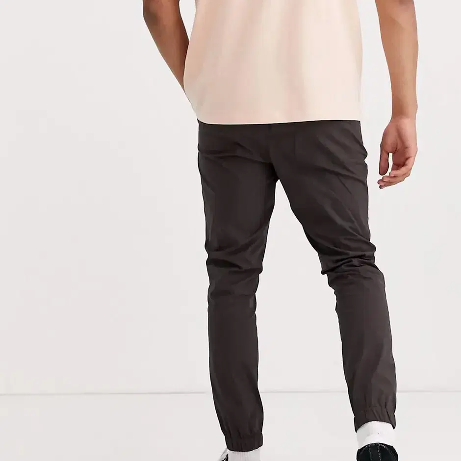 ASOS jogger in nylon with belt in brown