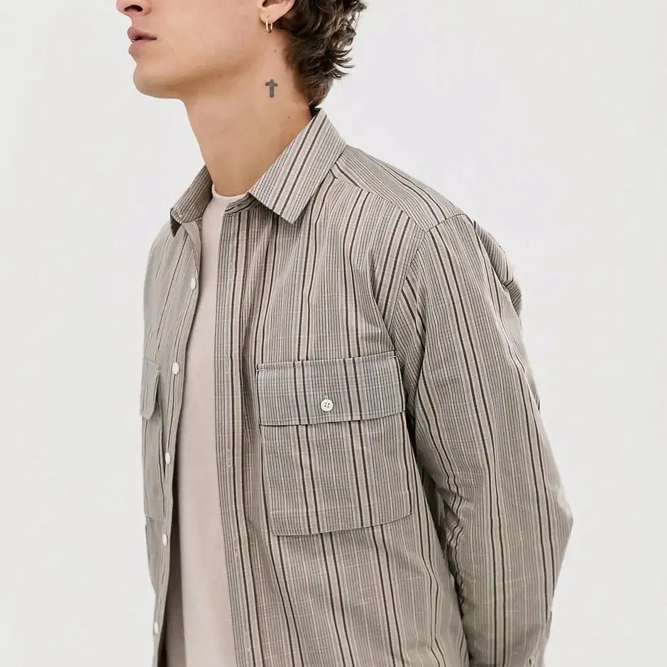 ASOS DESIGN overshirt in ecru check